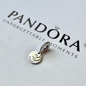 Pandora You & Me Forever TT 14k Gold & Silver Dangle